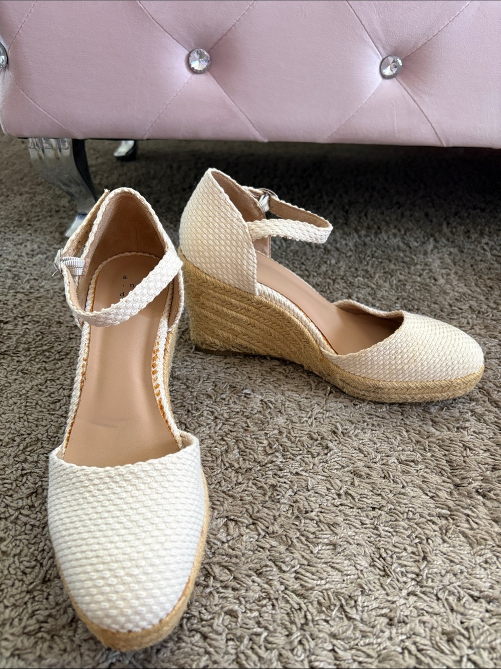 Women’s Cream Wedge Espadrille Ankle-Strap Heels